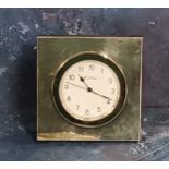 A silver square easel clock, Arabic numerals, R.J. Carr, inscribed P & O Oriana World Cruise,