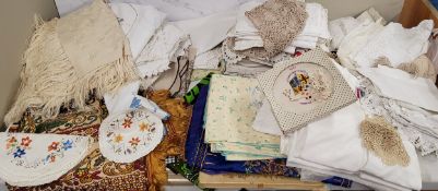 Linen and Lace - table doylees, cotton and other table cloths;  croquet doylees, napkin rings, etc
