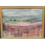C**Somerset, On Top of the Downs, signed, dated 2002, pastel, 40cm x 56cm