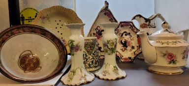 A Mason's Mandalay pattern panelled jug;  a similar triangular dish and trinket dish;  an Art
