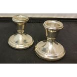 A pair of silver boudoir candlesticks, 6cm high, Birmingham 1985