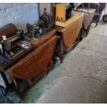 Three oak drop leaf tables, two barley twist, one bobbin turned (3)