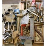 Carpentry Tools – rasps, screws, set square;  hand drills;  hinges, etc Please note this lot is