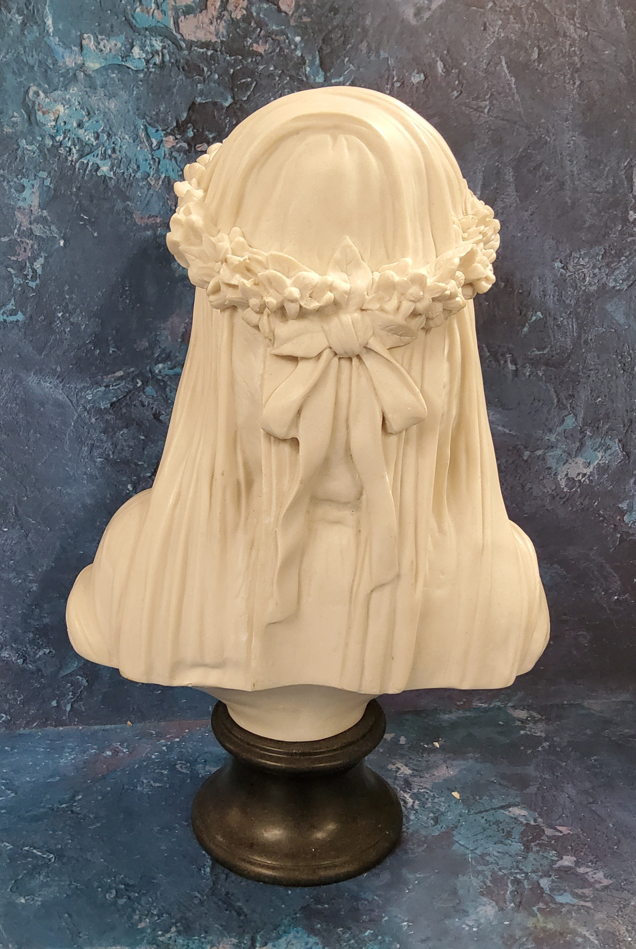 A resin bust, after Copeland, The Veiled Bride, originally modelled by Raffaele Monti, quarter- - Image 2 of 2