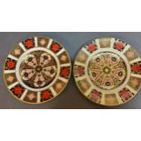 Two Royal Crown Derby 1228 pattern side plates, printed marks
