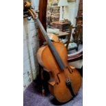 A cello, late 19th / early 20th century possibly German, two piece back with moderate curl and light