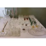 Glassware - candelabrum, dressing table set;  sherry, wine and port glasses, various