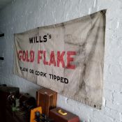 Advertisement - an early 20th century Wills's GOLD FLAKE plain or Cork tipped advertising banner