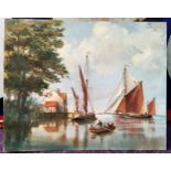 Louis Jennings (Sheffield Artist, 1919-2018) Continental Harbour Scene  Oil on board, unframed