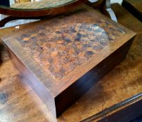 A late Victorian tumbling boxes parquetry work box c. 1900.