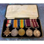 Militaria- Five medals awarded to Sjt. H. Froggat, Gordon Highlanders (8734 Sjt. H. Froggatt 1/