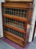 A Globe Wernicke style oak four section barrister's bookcase