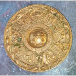 An early Victorian bronze circular plaque, commemorative of the Great Exhibition of 1851, centred by