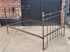 A Victorian cast iron and copper double bed, 135cm wide, c.1860