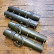 British Army twin mortar  shell carrying cases, marked Cont No373 mkI, PE1922, 55cm long;