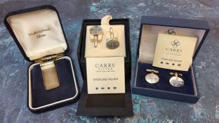 A pair of silver cufflinks, oversized hallmarks, Ron Carr, Sheffield, 2008 14.8g gross, original