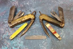 Militaria - Two Jack Sharp, Liverpool horn hafted pocket knives