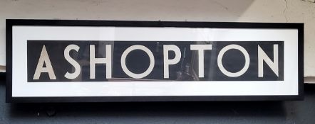 Local Interest - original monochrome 1940's bus route destination name ASHOPTON, framed. 100cm x