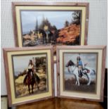 Native American School, a pair,  Indigenous American Indians, coloured prints, 49cm x 59cm, framed;