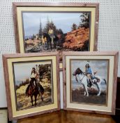 Native American School, a pair,  Indigenous American Indians, coloured prints, 49cm x 59cm, framed;