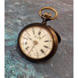 An early 20th century unusual Swiss Signal-Beurret Freres of Geneve open faced alarm pocket watch,