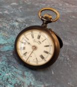 An early 20th century unusual Swiss Signal-Beurret Freres of Geneve open faced alarm pocket watch,