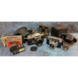 Vintage Cameras - A Chinon CS camera;  a Halina camera;  others;  binoculars;  etc