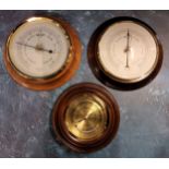Three Russell of Norwich aneroid barometers the largest 20.5cms dia, NOS original packaging;  A