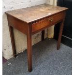 A George III oak side table, drawer to frieze, canted square legs, c.1810