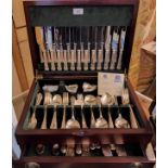 A canteen of E.P.N.S. flatware, twelve, by K Bright, Sheffield, cased