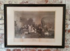 A 19th century engraving Abraham Raimbach, after David Wilkie - "Rent Day" 49.5 x 63cms, framed;