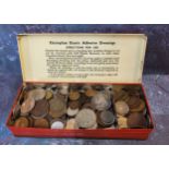 A collection of 18th century to 20th century mixed world coins including George II copper, George
