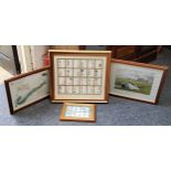 Golfing interest - a framed set of Player's Cigarettes cards reprints ,displaying golf shots of