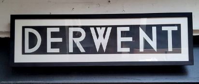 Local Interest - original monochrome 1940's bus route destination name DERWENT, framed. Note: