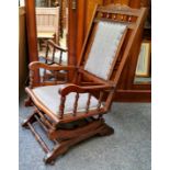 A late 19th American design spring rocking chair, c.1890