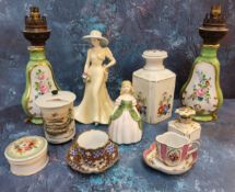 A Royal Doulton figure, Penny, HN2338;  a Colaport figure, Helen;  Limoge cabinet cup;  a large