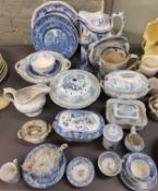 Blue and White - Spode Imperial plate;  Spode Tower pattern;  Athens water jug;  other blue and
