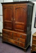 A George III English oak housekeepers cupboard c.1780