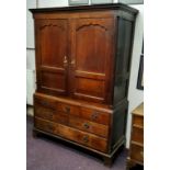 A George III English oak housekeepers cupboard c.1780