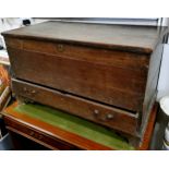 A George III oak blanket box, holding one long drawer to base, bracket feet c.1800