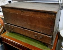 A George III oak blanket box, holding one long drawer to base, bracket feet c.1800