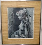 After Pablo Picasso (1881 - 1973),  Sylvette Au Fauteuil, 51cm x 43cm, framed