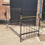 A Victorian cast iron and brass single bed c.1880