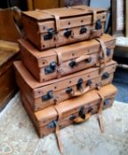 Vintage Luggage - a matching graduated set of Giovanni leather suitcases; another larger leather