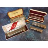 Hohner Harmonicas including a Chromatic 'The Adler Professional 16' Harmonica in original case;