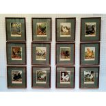 An impressive set of twelve Victorian farmhouse kitchen chromolithography poultry related framed