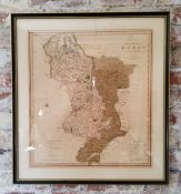 Local History - A George III map 'A New Map of the County of Derby Divided into Hundreds'  printed