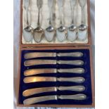 A set of five  silver Fiddle pattern tea spoons, Henry Holland (of Holland, Aldwinckle & Slater),