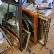 Am oak rectangular mirror, 74cm x 88cm; others, oval, gilt framed;  etc (6)