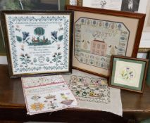 A Victorian sampler, embroidered by Wendy Anne Gorser 1898, with alphabet, stag, deer, trees,